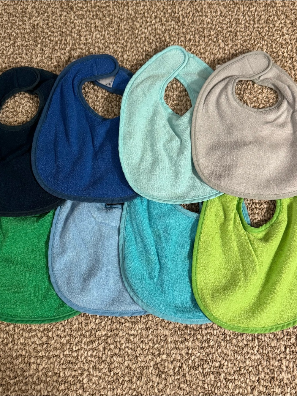 Green Sprouts Baby Bib Lot of 8 Solid Colors 3-12M Terrycloth Bibs